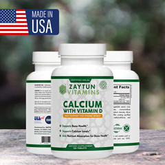 Zaytun Halal Calcium + Vitamin D for Bone Health, 120 Tablets – Halal