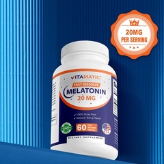 Vitamatic Melatonin 20mg 60 Fast Dissolve Tablets | Natural Berry Flavor