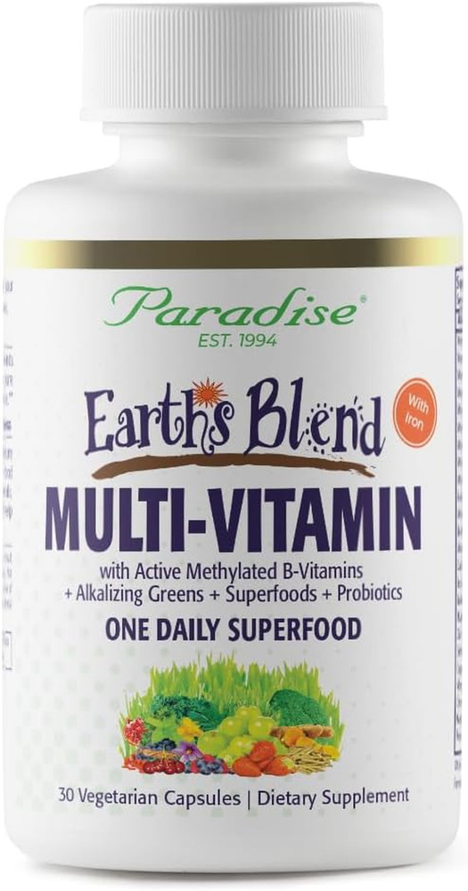 Earth’S Blend Women’S Once Daily Multivitamin with Iron, 48 Organic Superfoods,