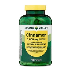 Spring Valley Cinnamon Plus Chromium Metabolism Support, 1000 mg, 180 Capsules