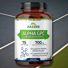 Alpha GPC Choline 75 Veggie Caps 700 mg per Serving Pharmaceutical Grade Non-GMO