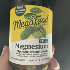 MegaFood Magnesium 300 mg Highly Absorbable Blend Magnesium Glycinate 120 caps