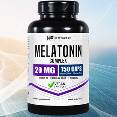Healthfare Melatonin 20mg 150 Caps With L-Theanine, Valerian Root & Vitamin B6