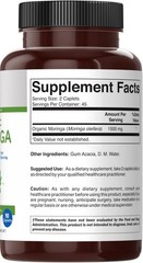 Organic Moringa 1500mg, 45 Servings, Vegetarian, Gluten Free, Premium