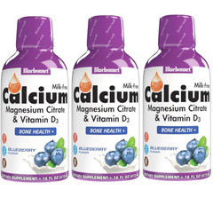 Liquid Calcium Magnesium Citrate & Vitamin D3 Blueberry, 16 fl oz/473 mL (3 Pack