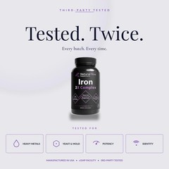 Natural Flow 2X Iron Complex — Dual-Source Heme + Ferrous Bisglycinate, 28 mg…