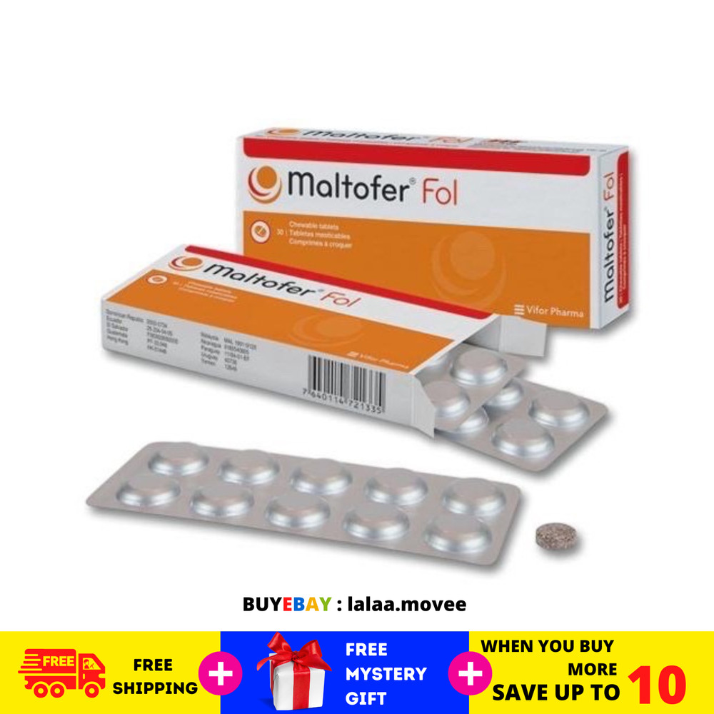 2 Box MALTOFER FOL CHEWABLE TABLETS 30’S For Iron Deficiency Free Shipping