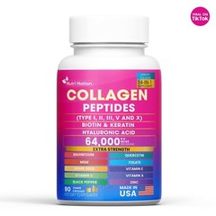 Collagen Peptides Pills 1000mg Hydrolyzed Anti Aging Capsules Types I,II,III,V,X