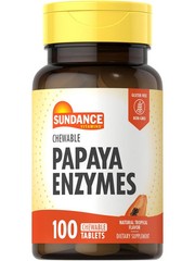 Sundance Papaya Enzymes 100 Chewable Tablets Natural Tropical Flavor Exp 08/2027