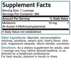 Melatonin 10mg Fast Dissolve Cherry Tablets – Vegetarian Chewable Lozenges, 360
