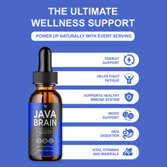 (5 Pack) Java Brain Advanced Health Drops, Java Brain Support (10 oz)