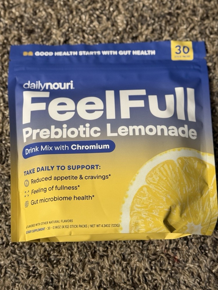 😱😱 1 Daily Nouri FeelFull Prebiotic Lemonade🍋 Drink Mix with Chromium 01/27