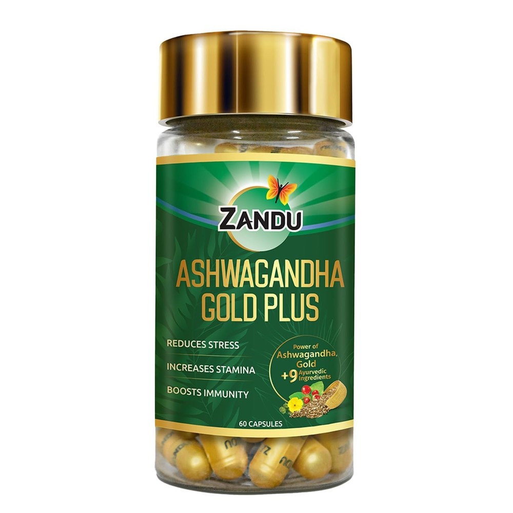Zandu Ashwagandha Gold Plus I Reduces Stress & Cortisol 60caps
