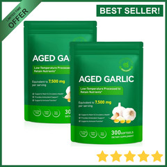 2 Pack Best Aged Garlic Extract, 300 Softgels, 7500mg Odorless | Heart & Immune