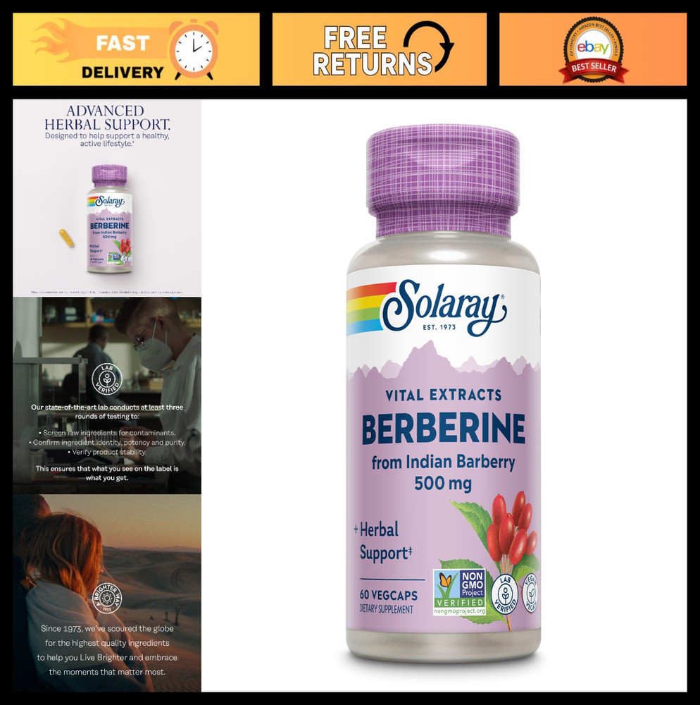 Berberine Extract 500mg – 60 VegCaps | Metabolism Support, AMPK Activator, Non-G