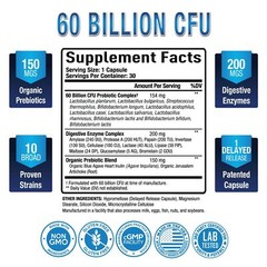 Purely Optimal Probiotics 60 Billion CFU Digestive Support 30 Capsules