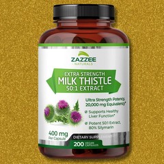 Organic Milk Thistle Extract 20,000 mg Strength, 200 Vegan Capsules (Free Ship)