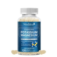 Potassium Magnesium 120Pills Helps Sleep,Immune Booster,Bone&Muscle Health