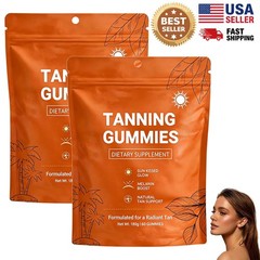 2PCS Tanning Gummies Astaxanthin Beta Carotene Sour Watermelon Vegan Sugar-Free