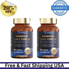 1/2/3PC Magnesium 12 in 1 Complex 700mg – Dietary Supplement 120 Capsules