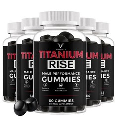 (5 Pack) Titanium Rise Gummies, Advance Male Perfomance Support 150 Gummies