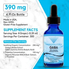 Absonutrix GABA with L-Theanine 290 mg, 4 Oz Liquid, 300 Servings, Made in USA