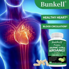 Citrus Bergamot 1400 Mg, 25:1 Extract, Organic Heart Supplements 120 Capsules