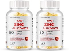Zinc Gluconate 50mg 240 Servings Softgels Gluten Free Non-GMO USA MADE Shipped