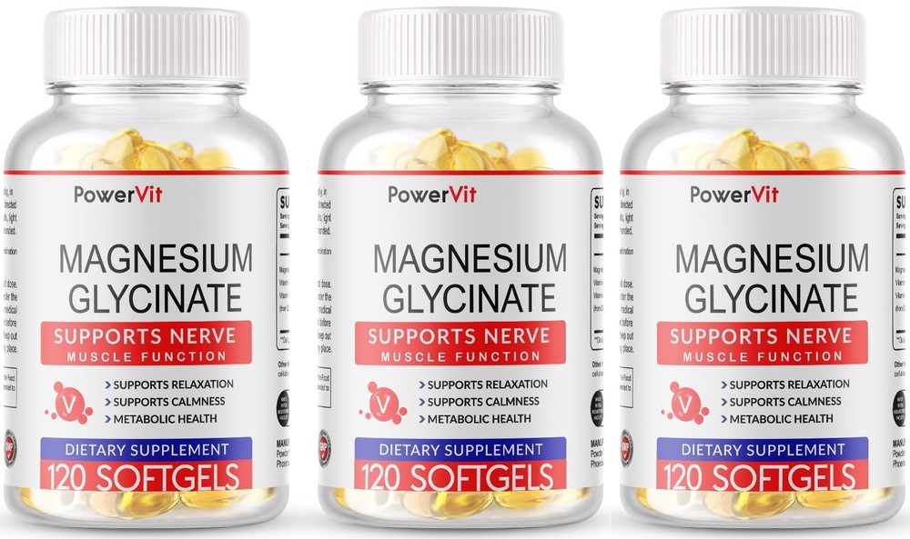 Magnesium Glycinate 400mg – 360 Softgels For Bone, Sleep Stress Relief Support