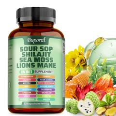 Buporai 24-in-1 Supplement Soursop Shilajit Sea Moss Lion’s Mane 120 Caps