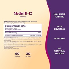 Natrol Energy Methyl B12 1000 mcg Lemon Flavored Chewable B12 Energy Vitamin