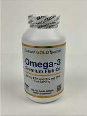 California Gold Omega-3 Fish Oil 240 Ct Fish Gelatin 360 mg EPA 240 mg DHA 03/28
