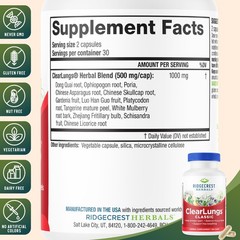 RidgeCrest Herbals ClearLungs Classic Natural Lung and Nasal Daily Health Sup…