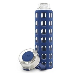 Ello Syndicate 20oz Reusable Glass Water Bottle with 20 Ounces, Bold Blue
