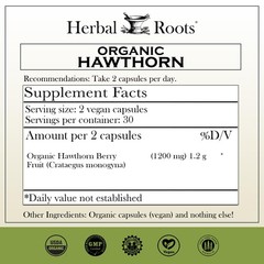 Organic Hawthorn Berry Capsules | Extra Strength 1,200mg per Serving | 60 Veg…