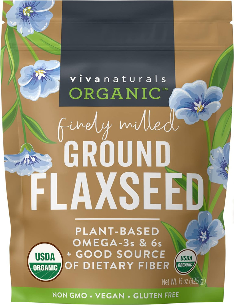 Viva Naturals Organic Ground Flaxseed, Plant-Based Protein, Vegan Omega 3, Fiber