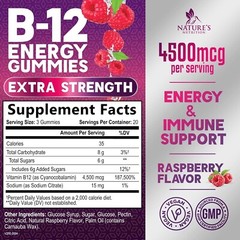 B12 Vitamin Energy Gummies 4500mcg Vegan Berry Supplement for All Ages