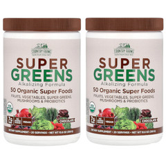 Country Farms Super Greens – Alkalizing Formula Chocolate 300 Grams Each (Pack 2