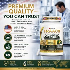 Chelated Magnesium 500mg 60 Caps – Helps Muscle Function & Calmness
