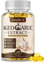 Odorless Aged Garlic Extract Capsules, 180 Softgels, Garlic with CoQ10, Vit D#..