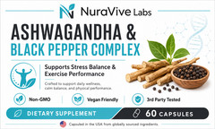 Ashwagandha Black Pepper Complex 60 Capsules Stress Support Vegan Non-GMO