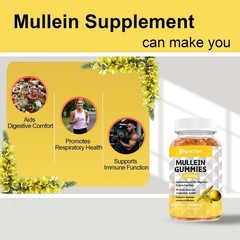 Mullein Gummies, 2000mg Organic Mullein Leaf Extract with Quercetin, Bromelain &