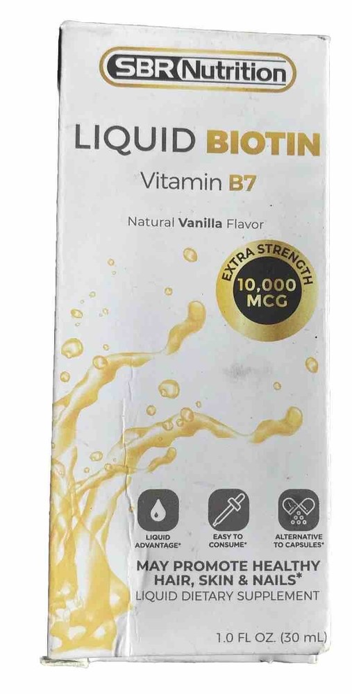 SBR Nutrition Biotin Liquid Drops (Natural Vanilla) 10000 Mcg 1 FL OZ 60 Serving