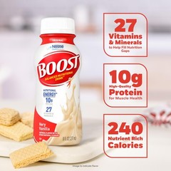 BOOST Original Ready to Drink Nutritional Drinks, Very Vanilla, 8 Fl Oz Bottl…