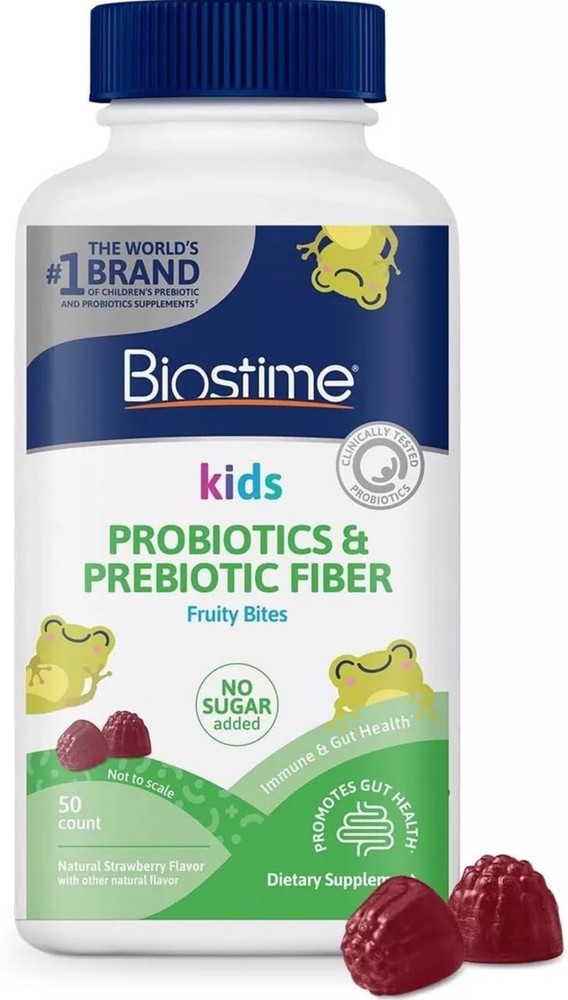 Kids Probiotics & Prebiotic Fiber Fruity Bites Support Digestive Health