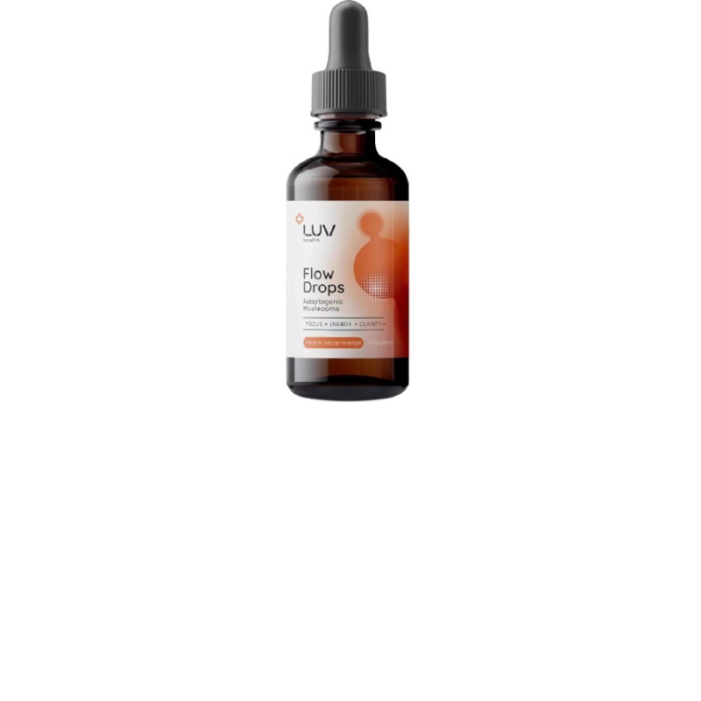 Quality 1-5X LUV Fitness Flow Drops-Adaptogen Mushroom Blend-Peach Watermelon Fo