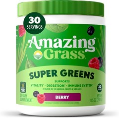 30 Servings Berry-Flavored Organic Superfood Powder with Spirulina & Probiotics