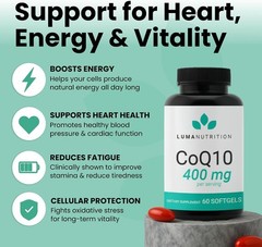 Luma Nutrition CoQ10 400mg Softgel Supplement – 60 Liquid Softgels