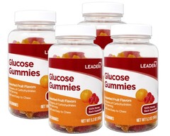 4 Pack – LEADER Glucose Gummies, Assorted Fruit, 60 Count