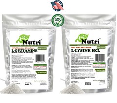 L-GLUTAMINE & L-LYSINE HCL POWDER 2.2lb EACH KOSHER PHARMACEUTICAL GRADE